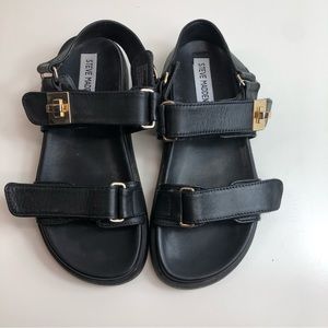 Steve Madden Black Leather Mona Sandals Size 5.5